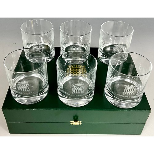 119 - CASED SET OF 6 HOUSE OF COMMONS WHISKY TUMBLERS