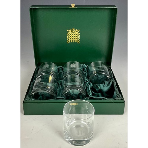 119 - CASED SET OF 6 HOUSE OF COMMONS WHISKY TUMBLERS