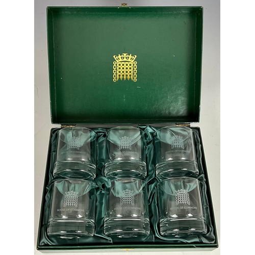 119 - CASED SET OF 6 HOUSE OF COMMONS WHISKY TUMBLERS