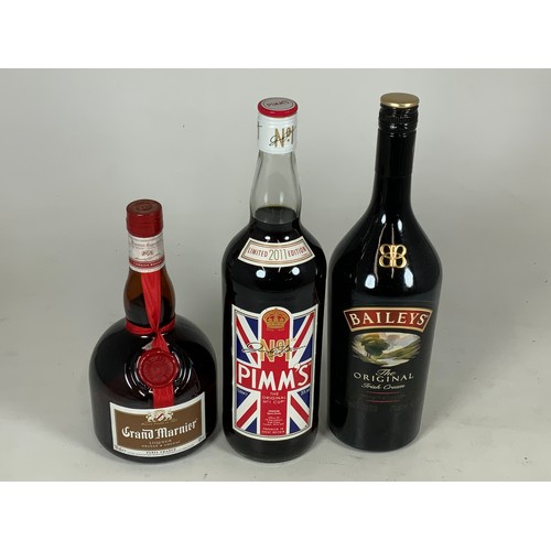 117 - MISC. INC. 1 LITRE BOTTLE PIMMS, GRAND MARNIER AND 1 LITRE BAILEYS