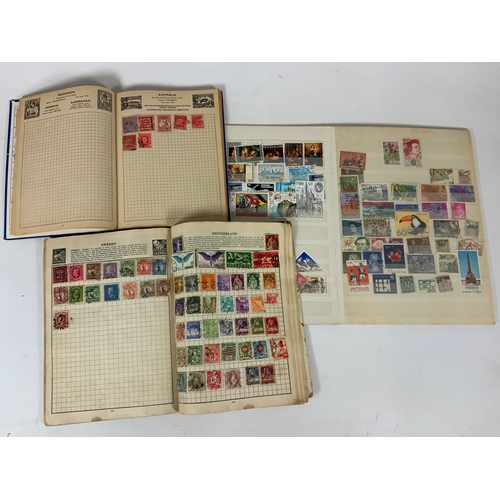 493 - 3 STAMP ALBUMS, SMALL WORLD WITH WINTER OLYMPIC 1972 STAMPS, IMPROVED ALBUM SPARCE, WANDERER WORLD, ... 