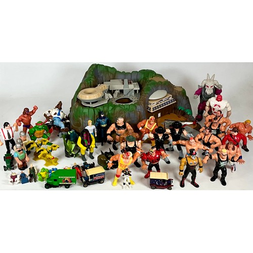 56 - TRACY ISLAND MODEL T/W LARGE QUANTITY OF MISC. ACTION FIGURES INC. WWF