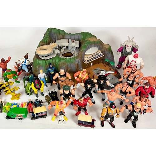 56 - TRACY ISLAND MODEL T/W LARGE QUANTITY OF MISC. ACTION FIGURES INC. WWF