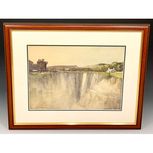 39 - 3 x WATERCOLOURS SIGNED E.T. HOLDING - ‘DARTMOOR’ 38cm x 25cm, ‘DOROTHEA QUARRY’ 38cm x 28CM AND ‘RI... 