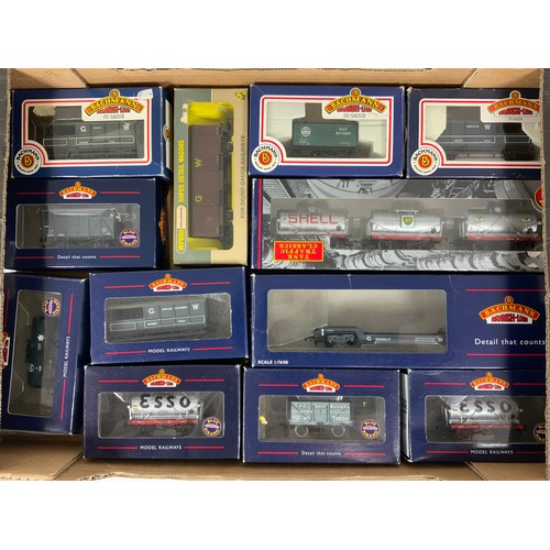 360 - BACHMANN FREIGHT WAGONS, 11 BOXED, MOSTLY GWR BIAS, PLUS A WRENN W5049 FRUIT VAN