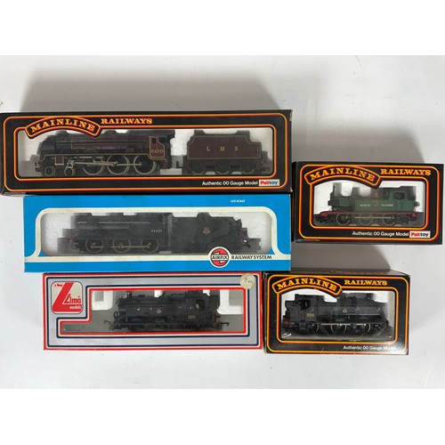 353 - 00 GAUGE BOXED LOCOMOTIVES, : AIRFIX 4F, MAINLINE ROYAL SCOT 6100, LIMA PANNIER 9420, MAINLINE PANNI... 