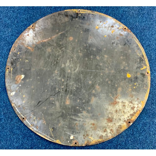 94 - RARE, ENAMEL ADVERTISING SIGN, CIRCULAR, APPROX. 91 CM, NATIONAL BENZOLE WINGED MAN.