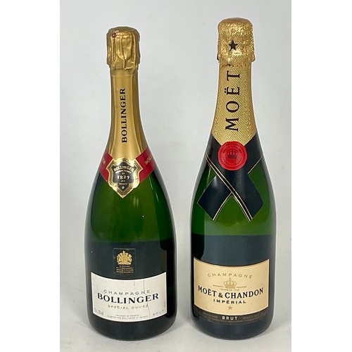 122 - 2 BOTTLES CHAMPAGNE, BOLLINGER AND MOËT & CHANDON