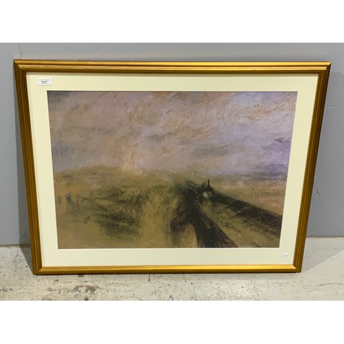 297 - FRAMED RAILWAY PRINT, RAIN STEAM & SPEED JOSEPH MALLORD WILLIAM TURNER