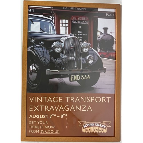 294 - FRAMED LARGE APPROX. 89 X 63 CM  POSTER FOR THE SEVERN VALLEY RAILWAY VINTAGE TRANSPORT EXTRAVAGANZA