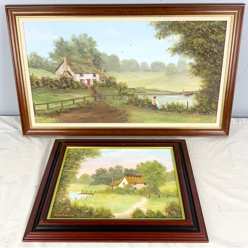 19 - 2 FRAMED DAVE  BOTHAMLEY OIL ON CANVAS RURUAL SCENES PAINTINGS LARGEST 74cm x 39cm