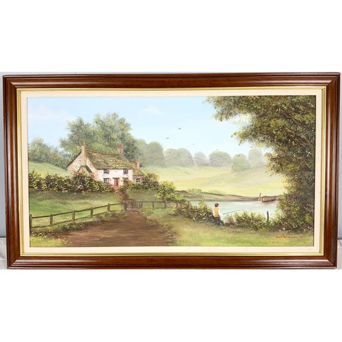 19 - 2 FRAMED DAVE  BOTHAMLEY OIL ON CANVAS RURUAL SCENES PAINTINGS LARGEST 74cm x 39cm