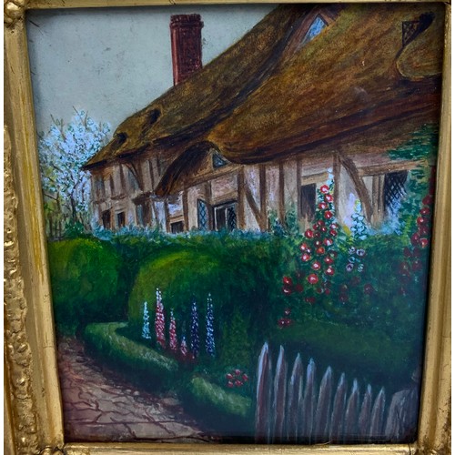 51 - QUALITY PICTURE FRAME, APPROX. 22 X 24cm WITH WATERCOLOUR, ‘ANNE HATHAWAYS COTTAGE BY FRED WATSON 19... 