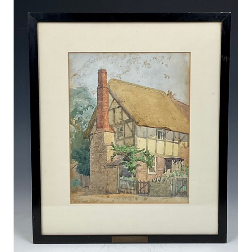 34 - ARTHUR TROYTE GRIFFITH (1864 - 1942) , WATERCOLOUR DEPICTING THATCHED COTTAGE WITH NOTE VERSO IDENTI... 