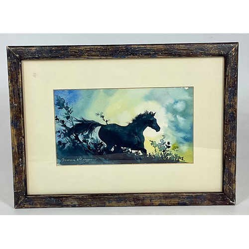 44 - CHARMAINE WILLIAMSON, MEMBER OF THE FOSSEWAY ARTISTS, WATERCOLOUR DEPICTING HORSE, APPROX. 21 X 12 c... 