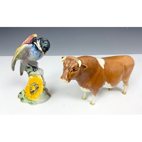 147 - 2 ROYAL WORCESTER RONALD VAN RUYCKEVELT FISH MODELS WITH BESWICK  BULL & BIRD MODEL