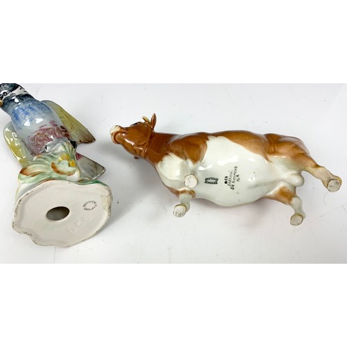 147 - 2 ROYAL WORCESTER RONALD VAN RUYCKEVELT FISH MODELS WITH BESWICK  BULL & BIRD MODEL