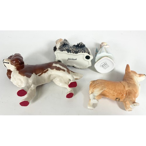 148 - 2 BESWICK DOGS AND 1 JOHN BESWICK BOXED DOG,  ROYAL WORCESTER BOXED FIGURE