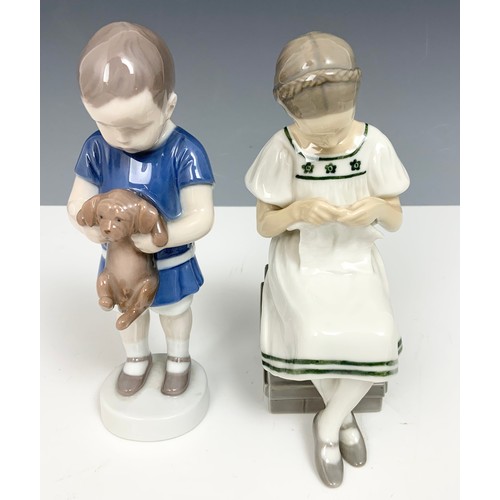 155 - 2 ROYAL COPENHAGEN & 2 BING & GRONDAHL FIGURINES TALLEST 17cm