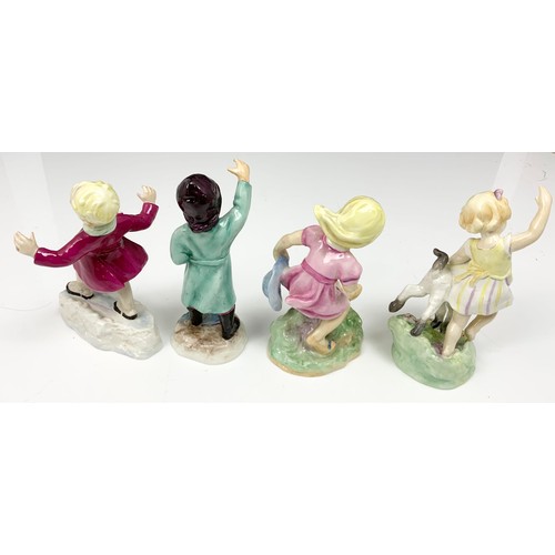 160 - 4 ROYAL WORCESTER FREDA DOUGHTY MONTHS OF THE YEAR FIGURINES JANUARY, FEBRUARY, MARCH APRIL