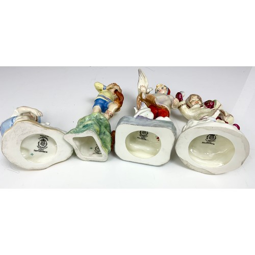 162 - 4 ROYAL WORCESTER FREDA DOUGHTY MONTHS OF THE YEAR FIGURINES SEPTEMBER, OCTOBER, NOVEMBER , DEC