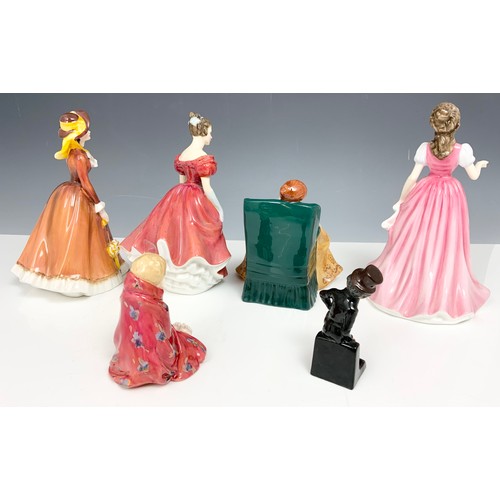 167 - COLLECTION OF 6 ROYAL DOULTON FIGURINES INC ROMANCE, SWEET MUSIC,  WINSOME, JULIA, LITTLE PIG, JINGL... 