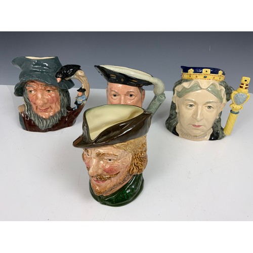 194 - 7 LARGE ROYAL DOULTON CHARACTER JUGS INC QUEEN VICTORIA, ROBIN HOOD , OLD SALT ETC