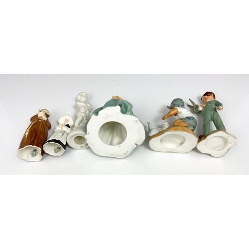 181 - ROYAL WORCESTER MONK & NUN CANDLE  SNUFFERS  WITH PAINTED BLANKS ETC