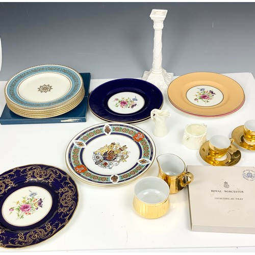 219 - ROYAL WORCESTER CABINET PLATES, CANDLESTICK ETC