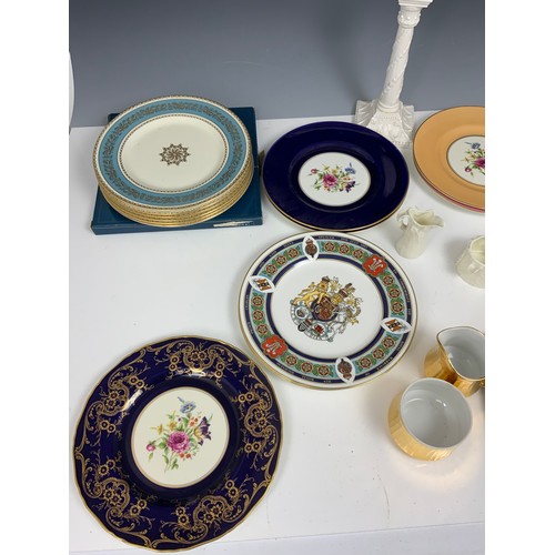 219 - ROYAL WORCESTER CABINET PLATES, CANDLESTICK ETC