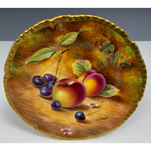 214 - ROYAL WORCESTER FALLEN FRUITS HAND PAINTED & SIGNED K McGEE SIDE PLATE 15cm DIAMETER