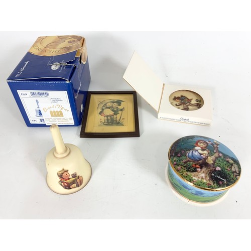 211 - GOEBEL HUMMEL COLLECTION PLATES , TRINKET BOX, BOXED BELL ETC