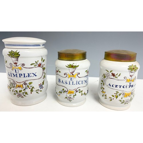 272 - 6 VINTAGE/ANTIQUE APOTHECARY / CHEMIST  CERAMIC DRUG JARS ADVISED FROM MANDERS MALVERN