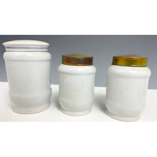 272 - 6 VINTAGE/ANTIQUE APOTHECARY / CHEMIST  CERAMIC DRUG JARS ADVISED FROM MANDERS MALVERN