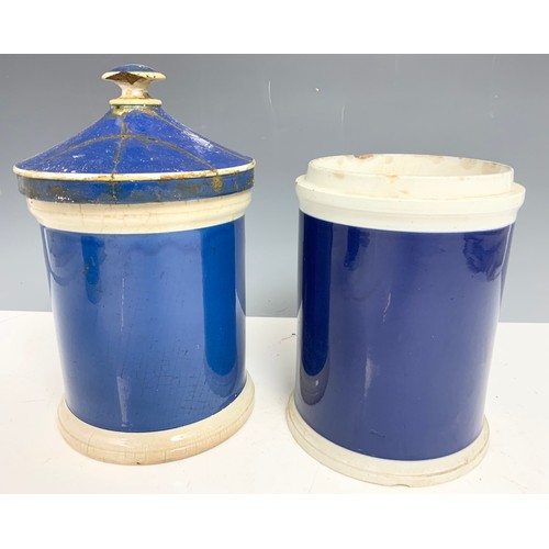 271 - 4 LARGE DRUG / CHEMIST JARS  COLBALT BLUE WITH GILT  DECORATION 25cm TALLEST  AF ADVISED FROM MANDER... 