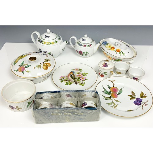 263 - 2 ROYAL WORCESTER HERBS TEAPOTS, ROYAL WORCESTER EVESHAM  ETC