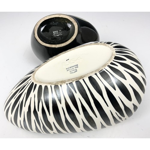 286 - VINTAGE BESWICK  ZEBRA VASE / BASKET  & A GERMAN BLACK & WHITE VASE