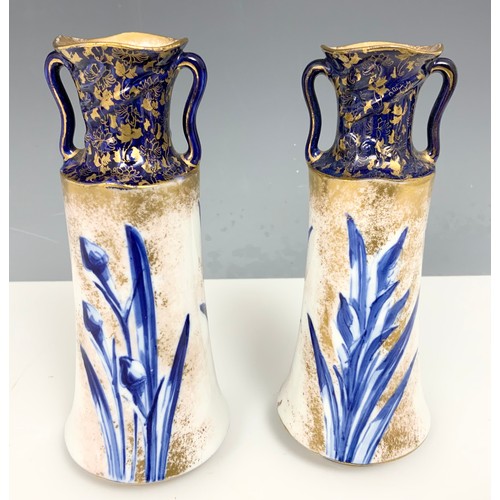 285 - 2 PAIRS OF ROYAL DOULTON  ART NOUVEAU VASES TALLEST 18cm