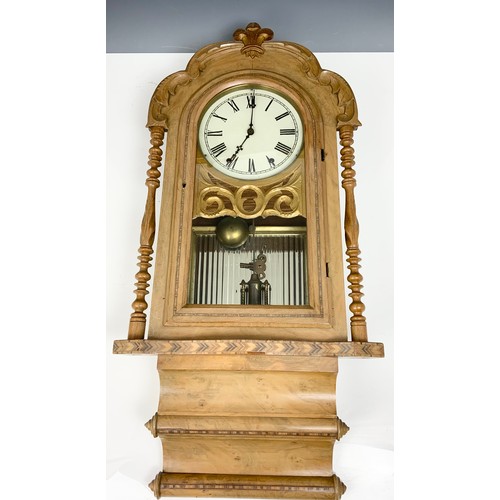 353 - CONTINENTAL WALL CLOCK IN INLAID CASE 94cm LONG