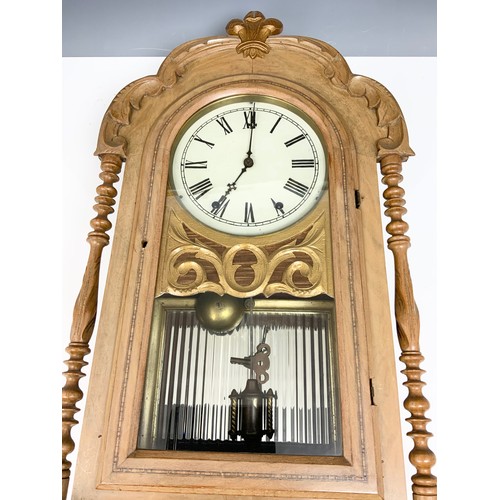 353 - CONTINENTAL WALL CLOCK IN INLAID CASE 94cm LONG