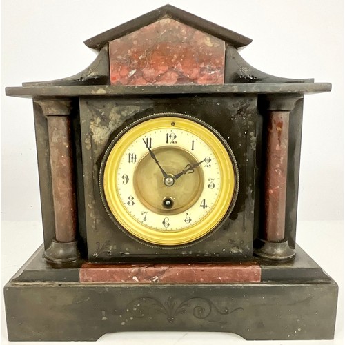 351 - ANTIQUE VICTORIAN SLATE/MARBLE MANTLE CLOCK