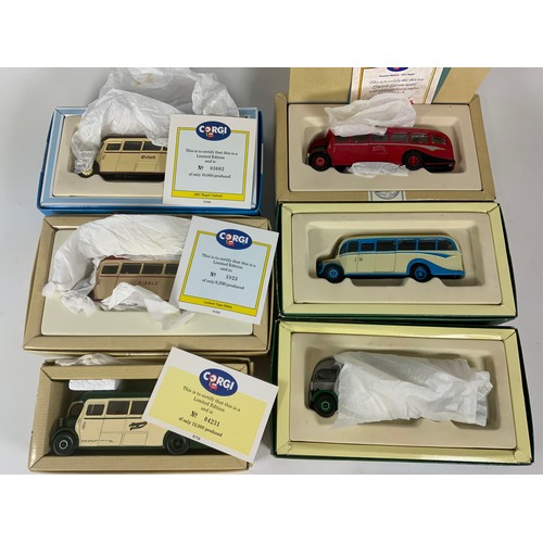 180 - CORGI COACH COLLECTION, ISLAND TRANSPORT, GREY GREEN, AEC REGAL OXFORD, LEYLAND TIGER RIBBLE & ROSSL... 