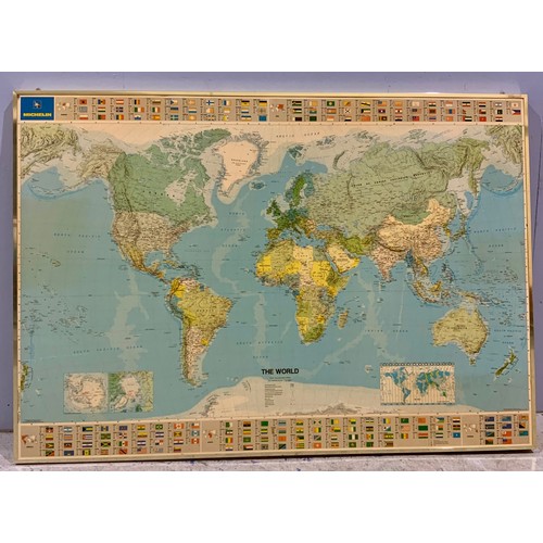 6 - MICHELIN, A FRAMED FOAMEX OR SIMILAR, WORLD MAP IN LIGHTWEIGHT FRAME, APPROX 144 X 101 CM,