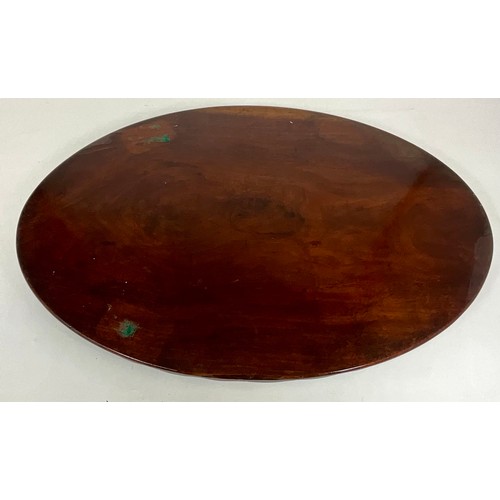 405 - EDWARDIAN OVAL INLAID MARQUETRY MAHOGANY BUTLERS TRAY