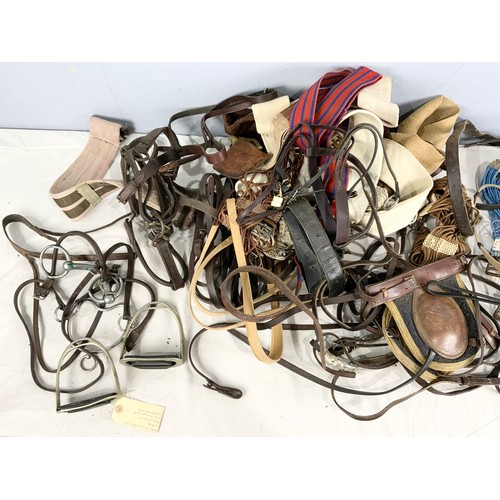 465 - QUANTITY OF HORSE TACK INC SURCINGLES. BITS , SPURS ETC