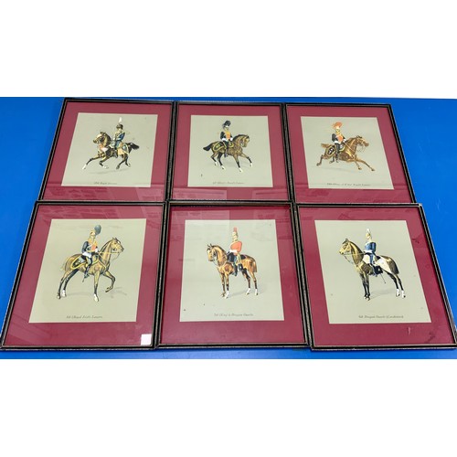 469 - 6 FRAMED CAVALRY PRINTS  LANCERS, DRAGOON GUARDS, ROYAL HUSSARS