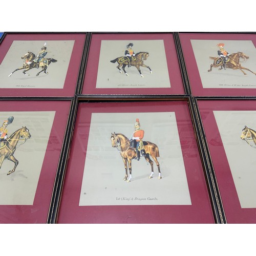 469 - 6 FRAMED CAVALRY PRINTS  LANCERS, DRAGOON GUARDS, ROYAL HUSSARS