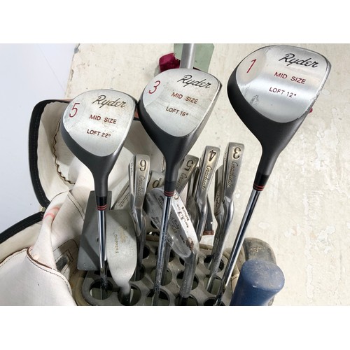 509 - VINTAGE GOLF CLUB , TROLLEY & ACCESSORIES