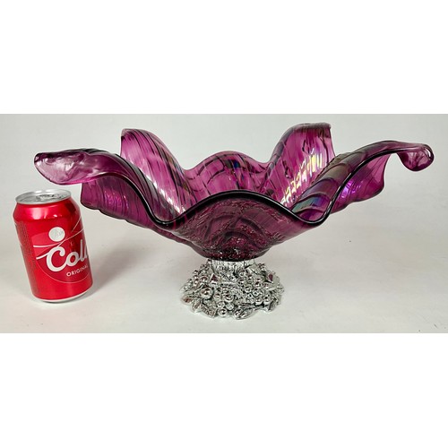 334 - PURPLE  ITALIAN GLASS FRUIT BOWL