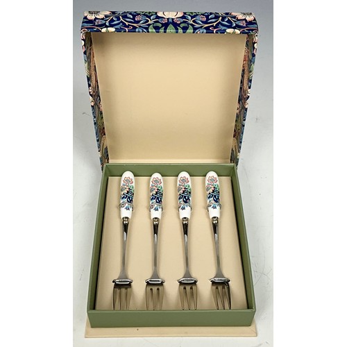 430 - SPODE MORRIS & CO STRAWBERRY THIEF SET OF 4 CAKE FORKS